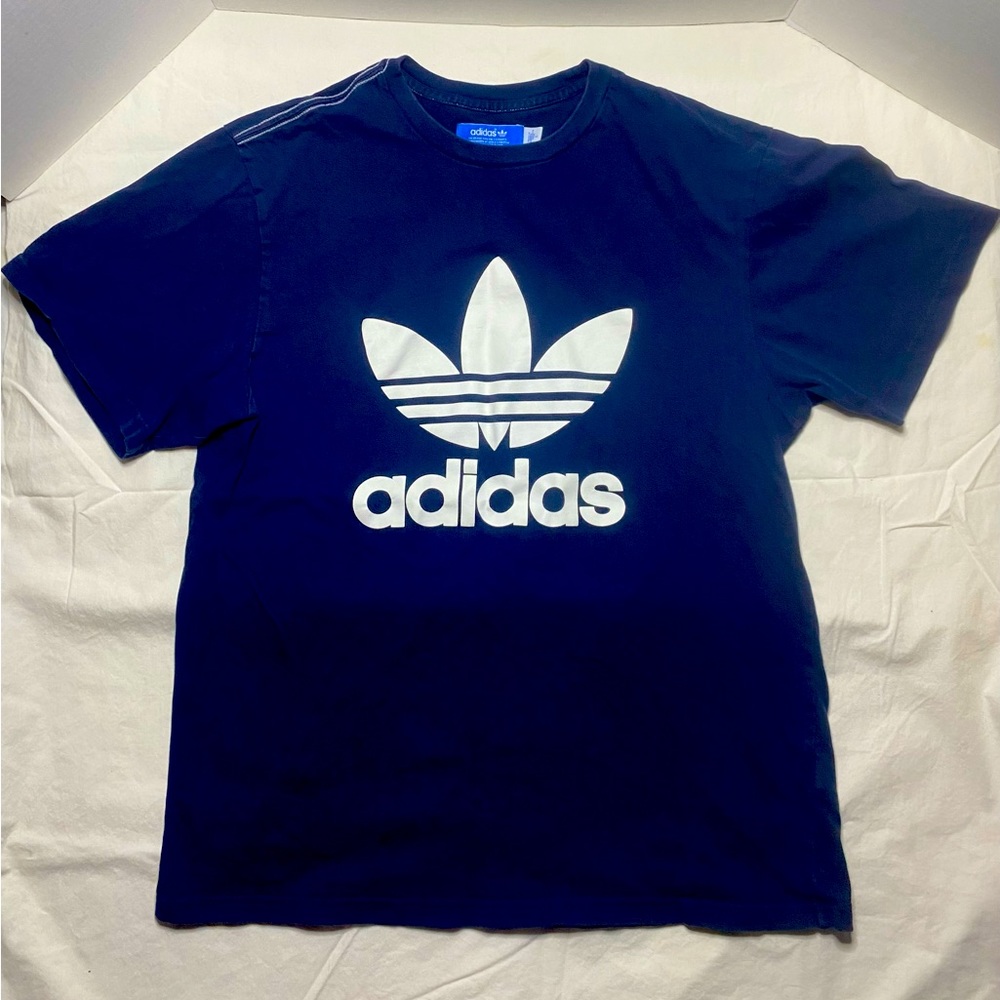 Adidas Short Sleeved Big Logo T-shirt Navy Blue mens